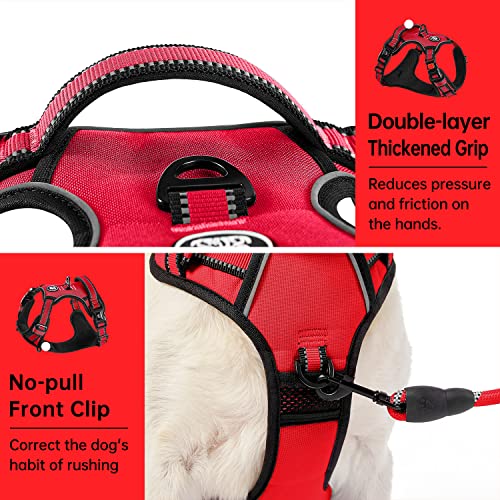 No Pull Dog Harness for Large Dogs (Red / X-Large)