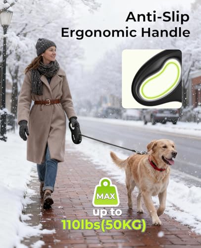 Retractable Dog Leash with Flashlight (Large-26ft)