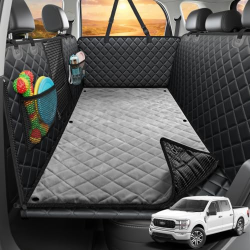 Back Seat Extender for Dogs (Black and Grey / XL - Full Size Crew Cab Truck)
