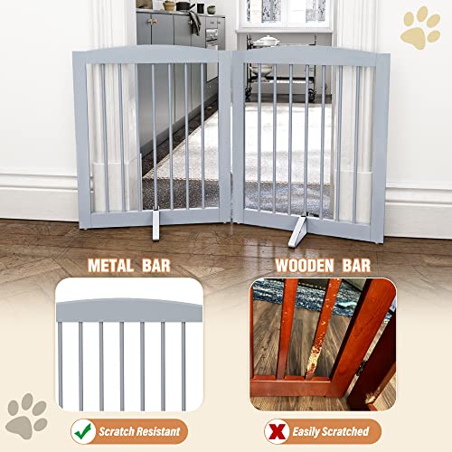 Freestanding Pet Gate for Dogs (24" Height-2 Panel / Gray)