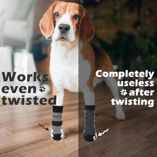 6PCS Anti Slip Dog Socks to Prevent Licking Paws (X-small (6 Count) / Black Grey)
