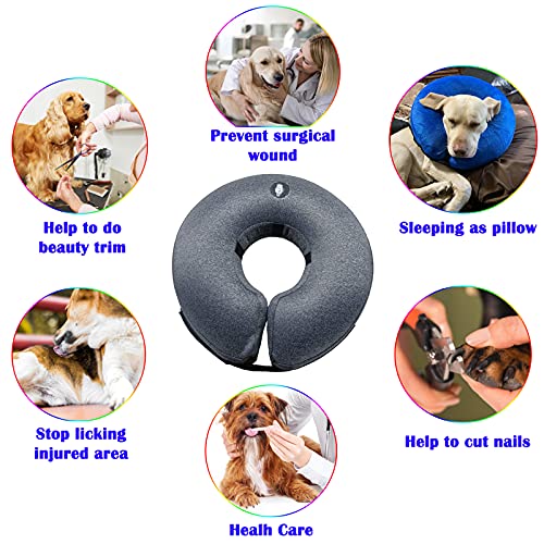 Inflatable Dog Cone Collar for After Surgery (Dark Grey / Small (Neck: 6"-11"))