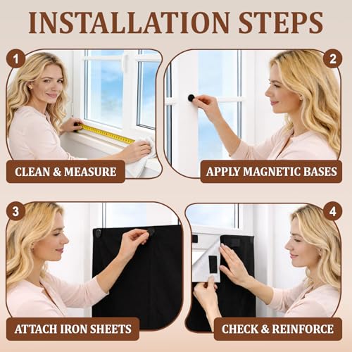 2 Pack Magnetic Blackout Curtains for Bedroom (118"W x 57"L (Pack of 2))