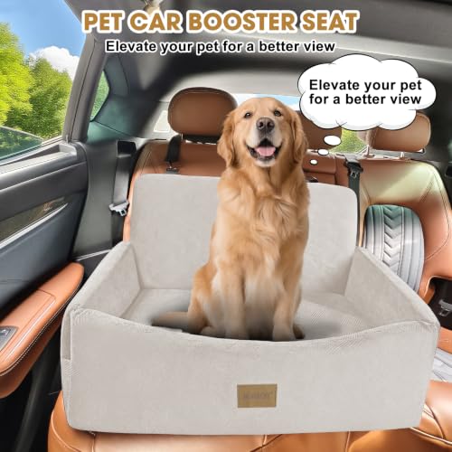 Dog Car Seat for Large Medium Sized Dogs Under 55 lbs (Beige / Medium/Large)