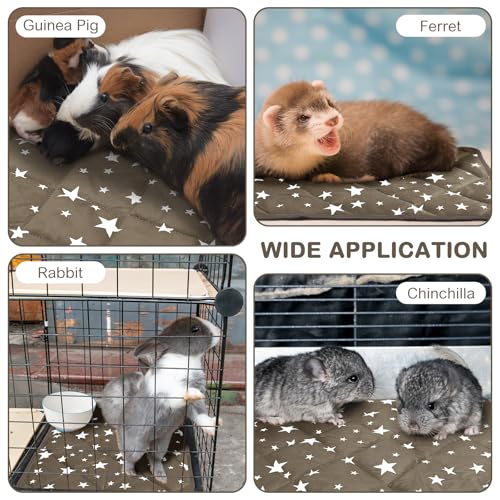 4 Pack Self Warming Cat Bed Self Heating Cat Mat Star Pattern Soft Dog Crate Pad Thermal Pet Mat Anti Slip Kennel Dog Washable Warming Bed for Outdoor Indoor (18 x 24 Inch / Brown)