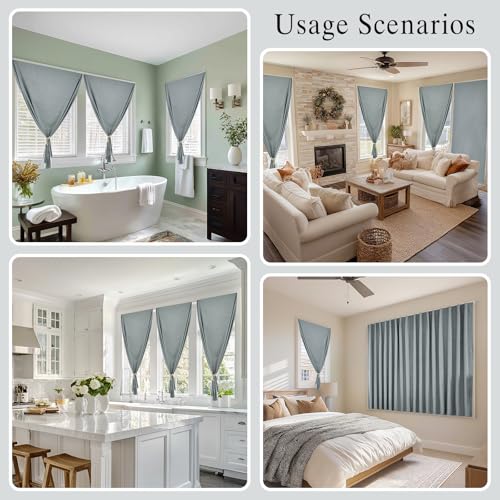 100% Blackout Curtains for Bedroom Stick On Curtain Window Shades Pull Down Blackout Window Cover No Drillng Self Adhesive Curtains No Rod Small Windows (45"W x 72"L (Pack of 1) / Light Grey)