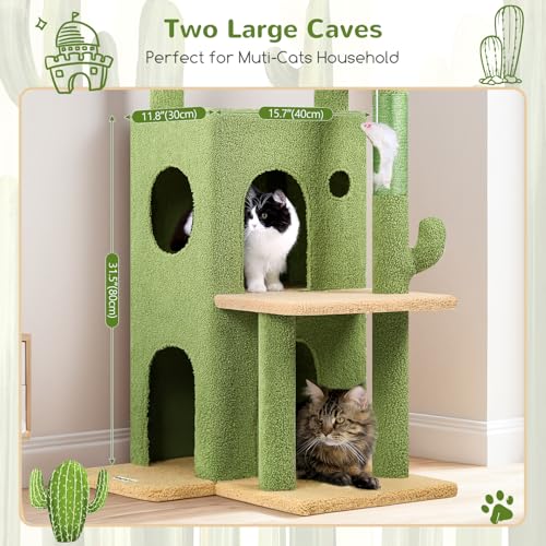 Cactus Cat Tree Tower for Indoor Cats Large Adult (Cactus / XL)