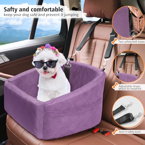 Dog Car Seat for Small Medium Dogs (Purple)