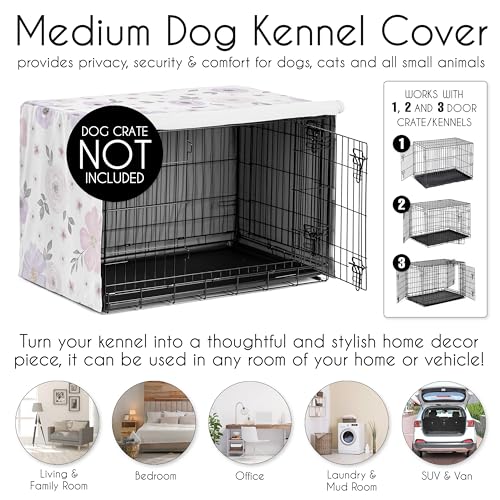 36in. Medium Dog Crate Cover (Purple Watercolor / 36.0"L x 23.5"W x 24.0"H)