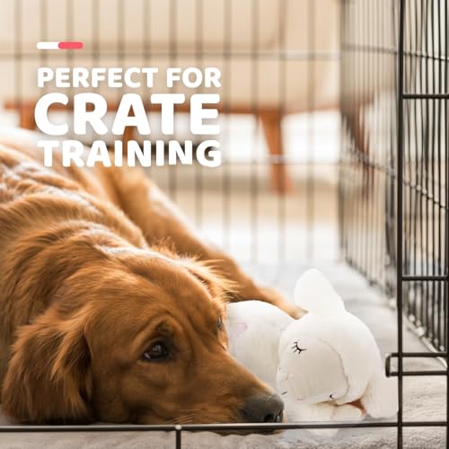 Heartbeat Dog Toy with Warm Bag for Puppy Anxiety Relief & Sleep Aid (White Sheep(Heartbeat + Warm Bag))