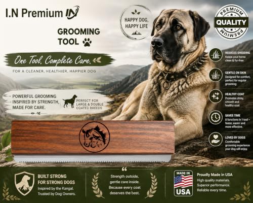 I.N 8 Inch Desheding Brush for Dog & Horses Remove loose Hair & Undercoat Deshedding Tools for Large Dogs (8 Inch)
