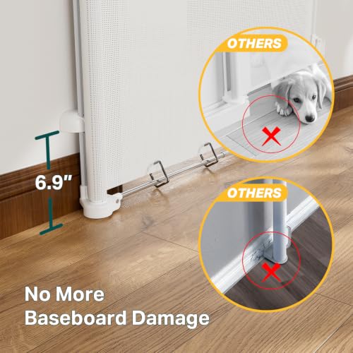 37 55" Retractable Baby Gates for Stairs & Doorways (White / Retractable Width: 37"–55")
