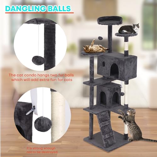 70" Cat Tree Tower (Light Gray)