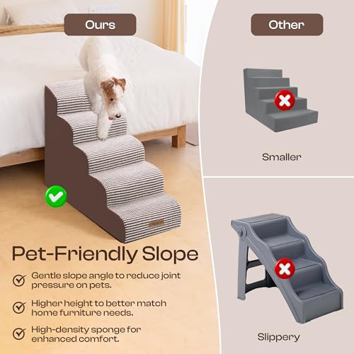 Dog Stairs for High Beds (White-coffee / Stairs 24.5"H)