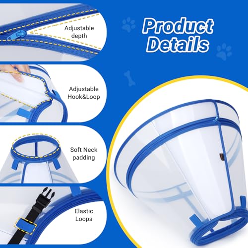 Dog Cone to Stop Licking (Blue / L(Neck: 13.75"-16.5"))