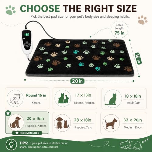 Pet Heating Pad 20x16 in UL (Black / 20 x 16 in)