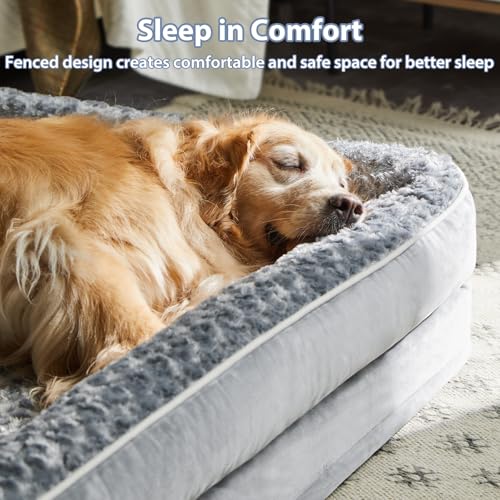 Orthopedic Washable Dog Bed Large for Senior Dog Cozy Sleep (28.0"l X 23.0"w X 6.5"th / Grey)