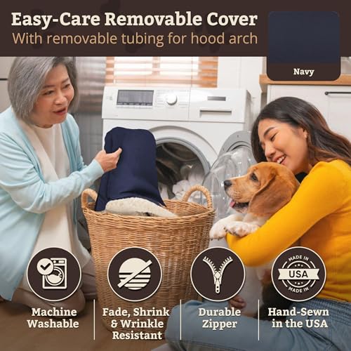 Rectangle Cozy Cave Dog Bed (Navy / Large)
