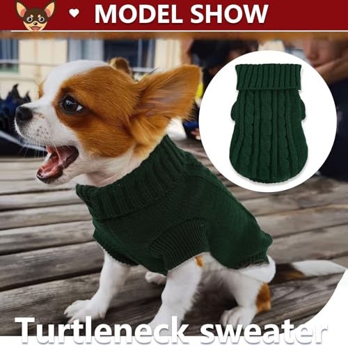 2 Pack Dog Sweaters for Small Dogs (Small / Dark green-Wine red)