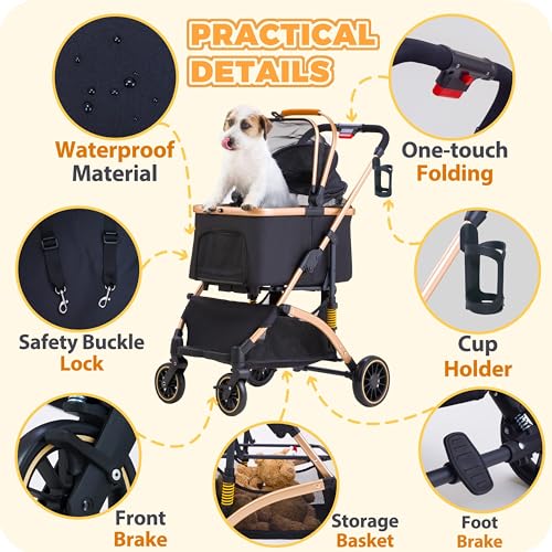 Pet Stroller for Small Dogs Cats (Black)
