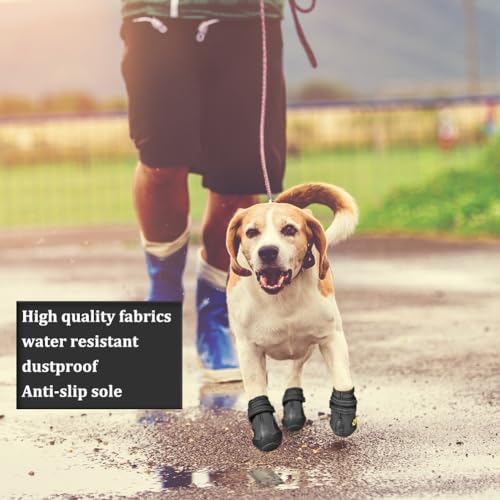 Dog Boots & Paw Protectors Non (Size 8: （3.3''x2.9'')(L*W) for 75-95 lbs / Black)