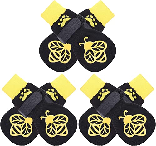 Anti Slip Dog Socks to Prevent Licking Paws for Hot Pavement (Black & Yellow / X-Small)