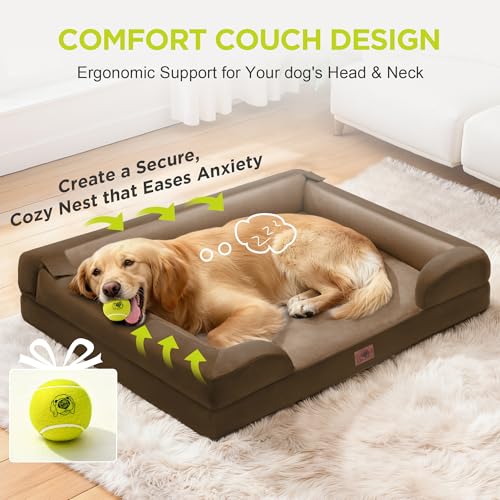 Waterproof Orthopedic Dog Bed for Extra Large Sized Dogs (45 x 35 x 9 in / Dark Brown)