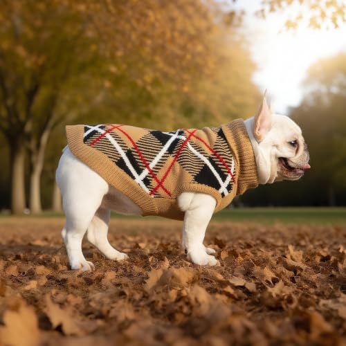 Fall Dog Sweater for Small Medium Large Dogs (Beige / Medium(Back Length 16"))