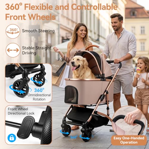 Heavy Duty Pet Stroller (Khaki)