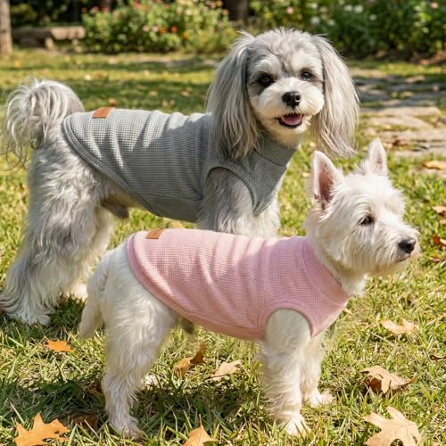 3Pack Dog Shirts Lightweight Waffle Dog Shirt for Small DogsSleeveless Dog Shirt for Small Medium Boy Girl Dogs Cozy & Breathable Pet Vest (3XL(Back: 21.7", Chest: 28.3", 40.8-61.7lbs) / Light Purple+Light Pink+Light Grey)