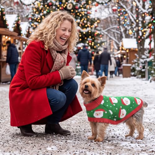 Dog Christmas Sweater Cloak (Small(Back Length 10") / Christmas Forest Green)