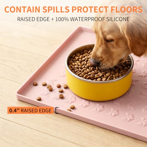 Silicone Pet Feeding Mat (Pink / 22"L x 14"W)