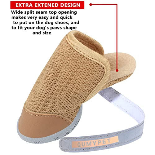 Dog Shoes for Small Dogs Hot Pavement Puppy Dog Boots & Paw Protectors (Khaki / size 4: 1.89"x1.51"(L*W))