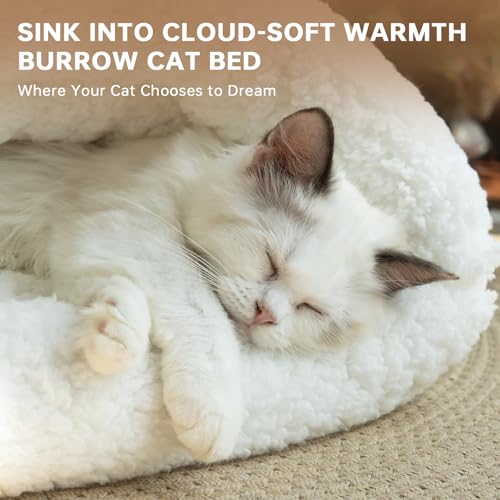 Self Warming Cat Cave Bed Double (white)