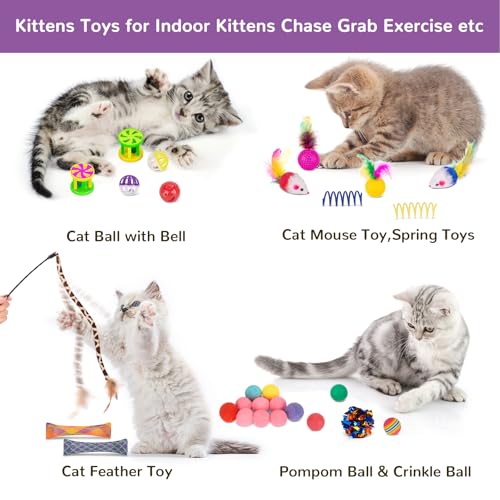 33Pcs Cat Toys for Indoor Cats (Large 2-Way Game Tunnel Toy Set)