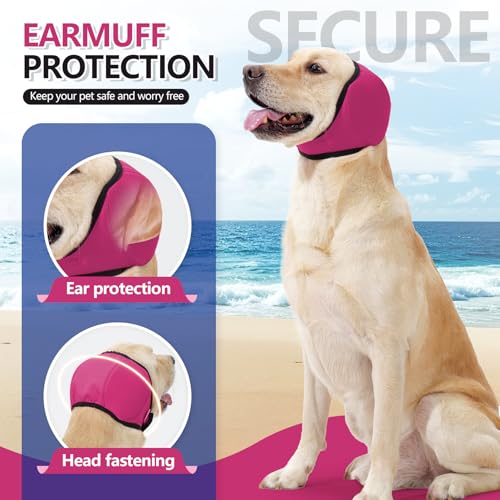 Dog Ear Muffs & No Shake Ear Wrap for Hematoma (Medium / pink)