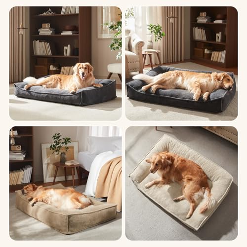 Orthopedic Dog Bed Large Sized Dog (Beige / 38"L x 28"W x 8.5"Th)