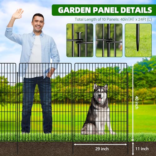 10 Panels Garden Fencing Animal Barrier with Lock (40in(H))