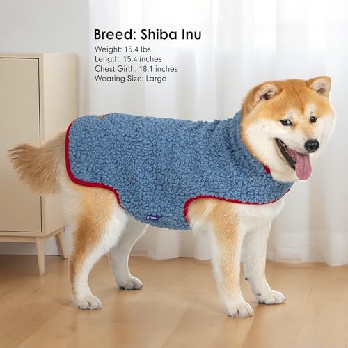 Sherpa Dog Coat Reversible Dog Jackets for Medium Dogs (X-Large (22-28lbs) / Blue)