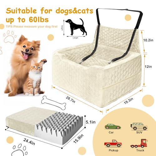 Dog Car Seat for Medium (White / Large)
