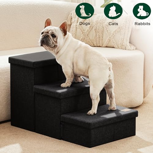 Dog Stairs for High Bed (Black / 29.5" X 17" X 17.7" H)