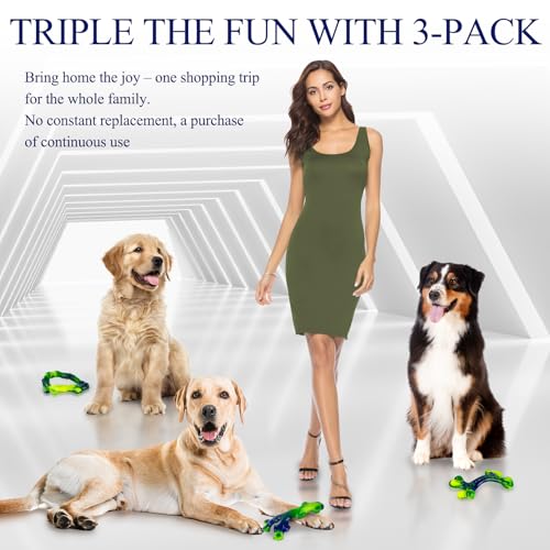 3 Pack Indestructible Nylon Dog Chew Toys for Aggressive Chewers (Green-3-Pack)