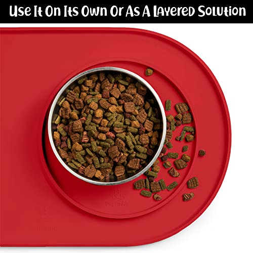 Dog Food Mat Waterproof Dog Bowl Mat (10 Inch (Pack of 1) / Red)