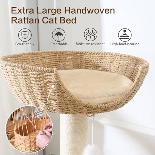 49.6in Solid Wood Cat Tree for Large Cat (49.6IN)