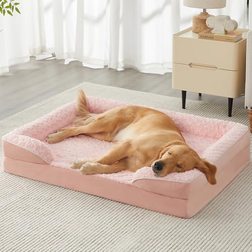 Orthopedic Washable XXL Dog Bed for Senior Dog Cozy Sleep (54.0"l X 36.0"w X 7.0"th / Light Pink)