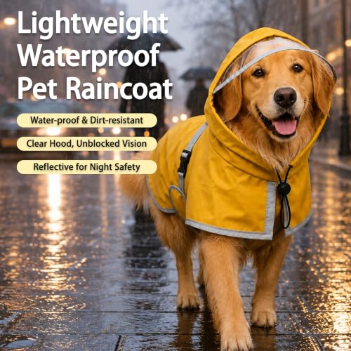 Dog Raincoat Waterproof Reflective Adjustable Hooded Windproof Jacket (Small)