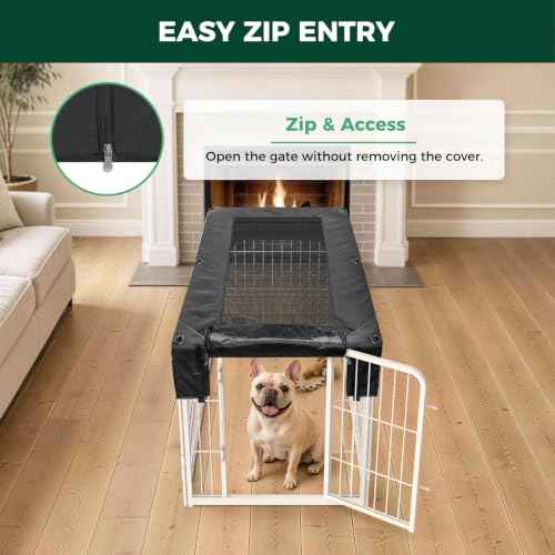 Homeplus Indoor Dog Playpen with Mesh Top Cover (White / 24"H)
