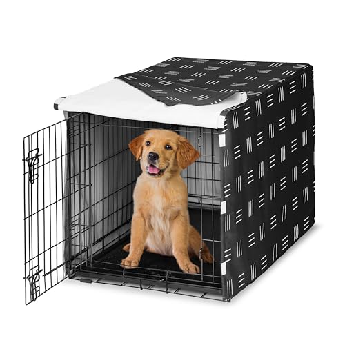 36in. Medium Dog Crate Cover (Black and White Hatch / 36.0"L x 23.5"W x 24.0"H)