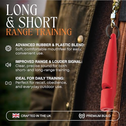 Alpha 211.5 Professional Dog Training Whistle with Enhanced Ergonomic Grip. BPA (Carmine Red)