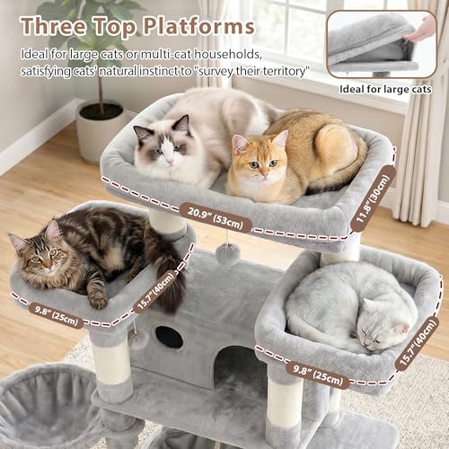 Cat Tree 74" Tower for Large Cats (74 inch / Light gray)